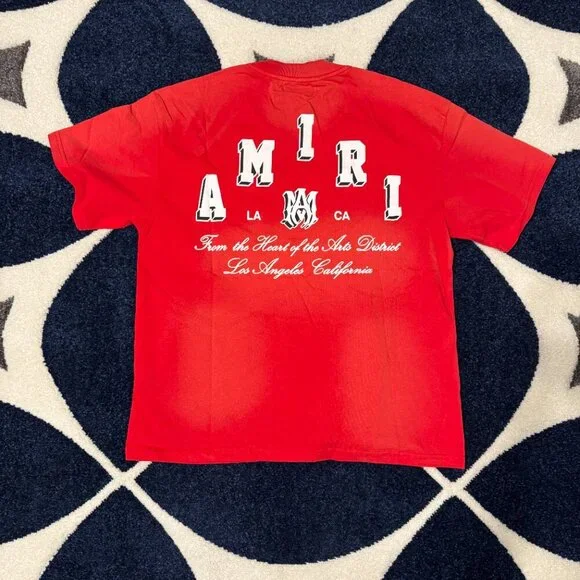 Amiri Collegiate Red Tee Mens Size Small Or Medium